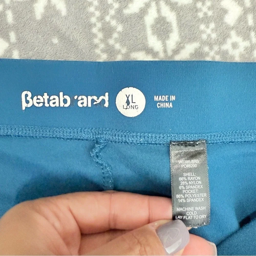 Betabrand Yoga Riding Dress Pants Snap Ankle Zip Pockets Teal XL Long Workwear‎
